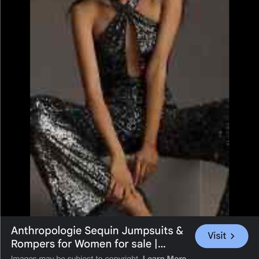 NWT Anthropologie Marve Black Silver Sequin Jumpsuit Halter Neck size 6 - Picture 8 of 13